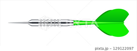 Dart arrow with metal tip and shadow. Dart throwing sport game, dartboard equipment. Vector illustration Dart arrow with metal tip and shadow. Dart throwing sport game, dartboard equipment. Vector illustration 129122097
