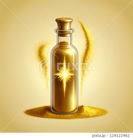 Discover the Magic Within: A stunning golden potion for alchemy, fantasy, or beauty projects seeking an elegant, mystical touch 129122462