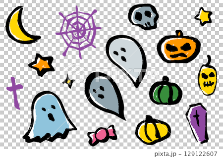 Set of hand drawn Halloween illustrations Set of hand drawn Halloween illustrations 129122607