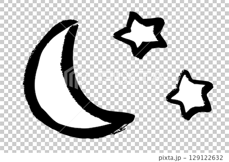 手描きの月と星のイラスト 129122632