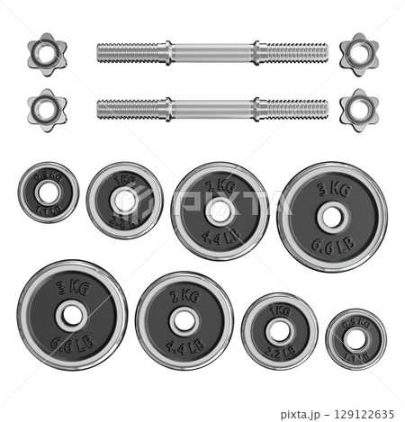 Parts of cast iron chrome Adjustable Dumbbell, rod handle, weight plates Parts of cast iron chrome Adjustable Dumbbell, rod handle, weight plates 129122635