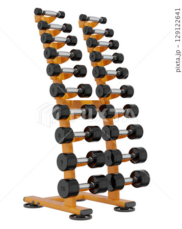 Gym Dumbbell rack, a stand for weightlifting gym equipment 129122641