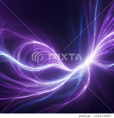 Stunning purple abstract energy waves radiating light - perfect for tech, science, or modern design projects that need a vibrant, eye-catching backdrop 129122685
