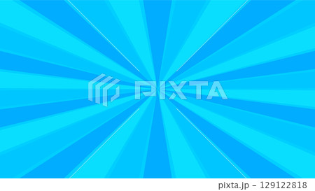 Retro blue sun rays on halftone bg. Pop art comic cartoon 129122818