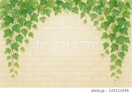 背景素材・蔦とレンガ壁 129122848