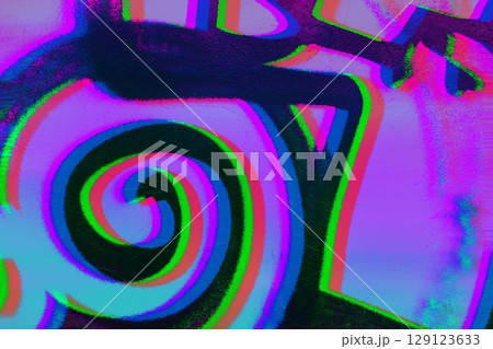 Groovy Spiral Neon Art in Vibrant Lime, Pink, Blue for 90s Vintage Aesthetic 129123633