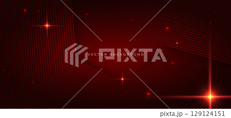 Technology red hexagon lines on dark red background. 129124151