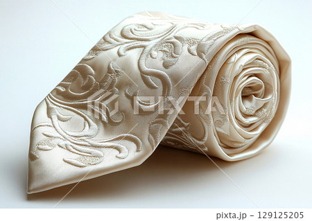 Aspirational lifestyles. Luxury Silk tie light milky color in a white background. Aspirational lifestyles. Luxury Silk tie light milky color in a white background. 129125205