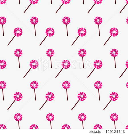 Spooky Halloween background with swirl lollipop in seamless style. Pink festive lollipop repeated pattern for scary candy decor. Concept holiday design with sweet Halloween lollipop theme. Wrapping Spooky Halloween background with swirl lollipop in seamless style. Pink festive lollipop repeated pattern for scary candy decor. Concept holiday design with sweet Halloween lollipop theme. Wrapping 129125348