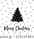 Christmas tree in ink style for postcard. Hand drawn sketch of Christmas tree with detailed branches isolated. Concept festive Christmas tree postcard in ink to send holiday greetings. Doodle, Xmas 129125369