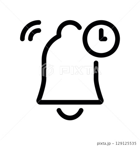 Timed Notification Icon with a Ringing Bell and a Clock Timed Notification Icon with a Ringing Bell and a Clock 129125535