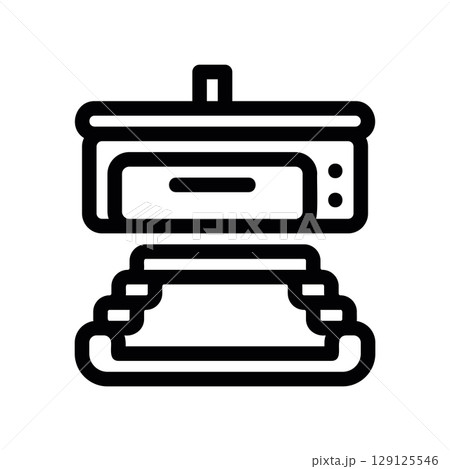 Electric Pizza Oven Atop a Traditional Stone Hearth Symbol 129125546