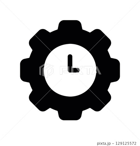 Time Management Icon with a Clock Inside a Gear Time Management Icon with a Clock Inside a Gear 129125572