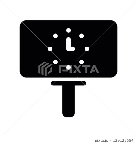 Clock on a Roadside Billboard Silhouette Icon 129125584