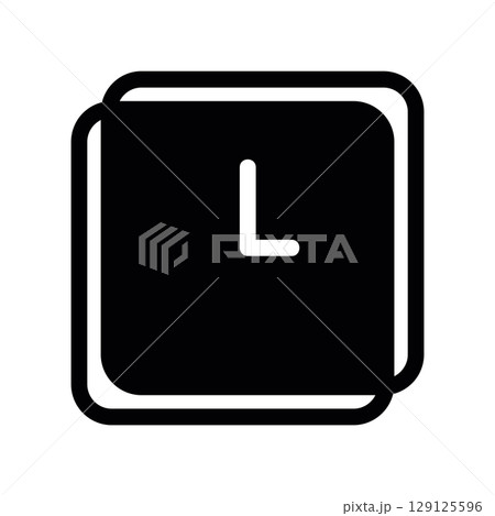 Modern Square Clock Icon with Rounded Corners and an Offset Frame Modern Square Clock Icon with Rounded Corners and an Offset Frame 129125596