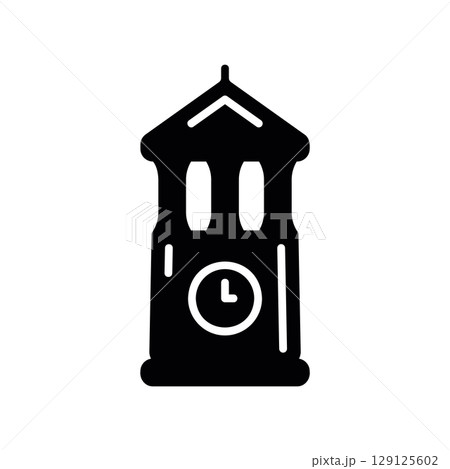Architectural Clock Tower Building Glyph Icon 129125602