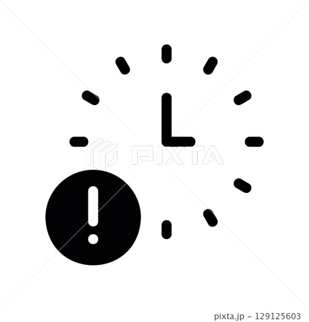 Time Limit Warning Icon with Clock and Exclamation Mark Time Limit Warning Icon with Clock and Exclamation Mark 129125603