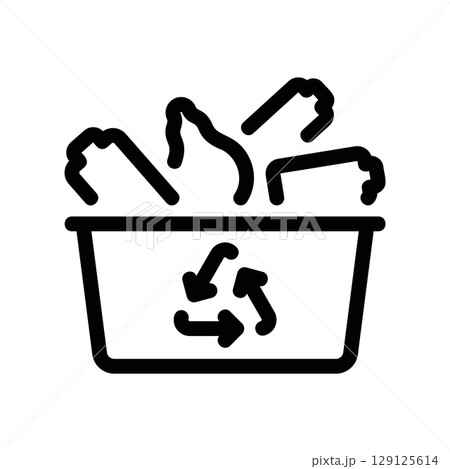 Line Art Icon for Battery and Lightbulb Recycling 129125614