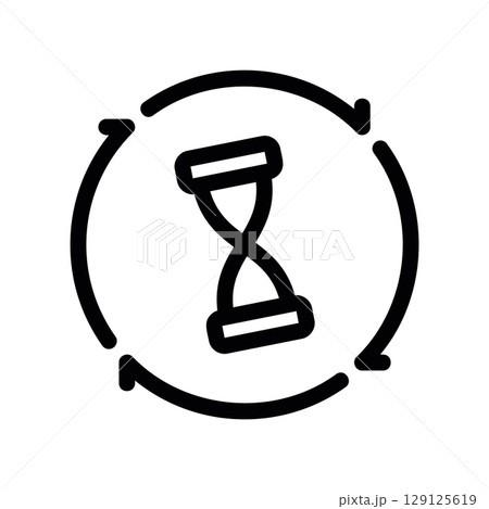 Hourglass in a Circular Arrow Representing a Time Cycle 129125619