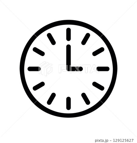 Round Analog Clock with Dashes as Hour Markers 129125627