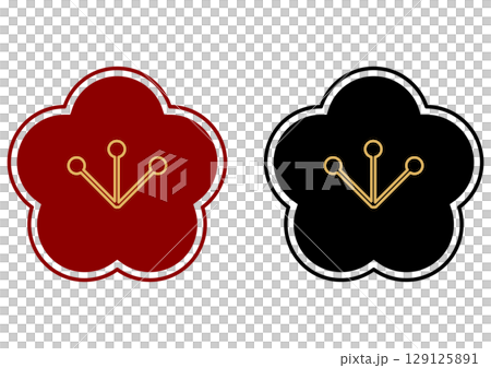 和柄のシンプルな梅の花セット 129125891