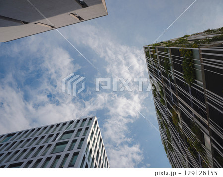 Vienna, Austria, July 19, 2023. Apartment in residential building exterior. 129126155
