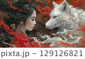 Kitsune-themed featuring mystical fox spirits from Japanese folklore. 129126821