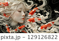 Mythical creatures siren and koi fish 129126822