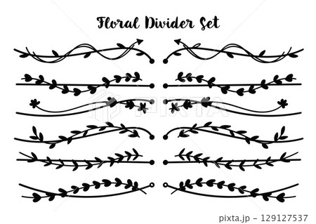 Nature floral vine line divider hand drawn for text layout separator decoration element set. 129127537