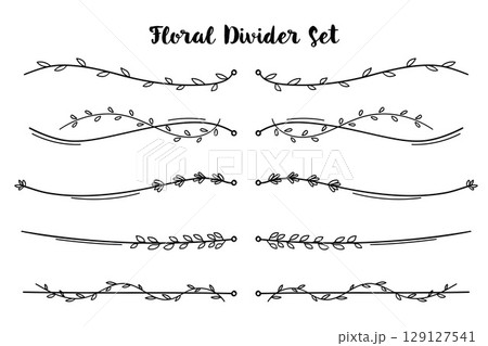 Collection of decorative rustic floral line divider for page layout separator vector decoration element, rustic leaf branch line divider Collection of decorative rustic floral line divider for page layout separator vector decoration element, rustic leaf branch line divider 129127541