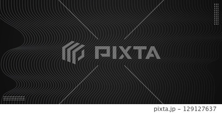 Abstract white wavy lines on black background. 129127637