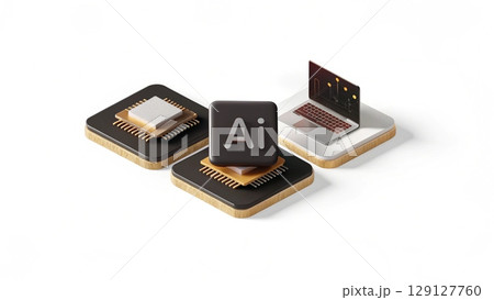 Ai technology. Artificial Intelligence. Humanoid Robot use AI tools. 129127760