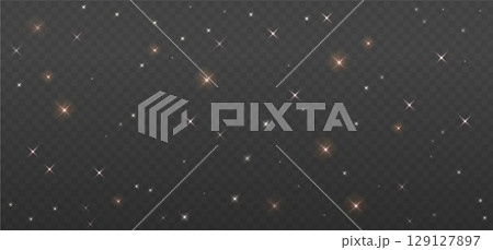 Space with golden stars Abstract background, Stardust and warm shining stars in universal. Vector illustration of starry night sky 129127897