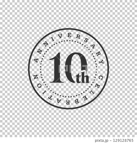 Stylish 10th anniversary badge-style icon (monochrome vector) 129128765