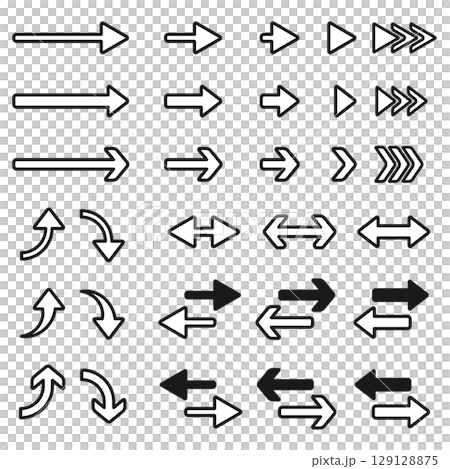 イラスト素材：ベクターのシンプル矢印セット 129128875