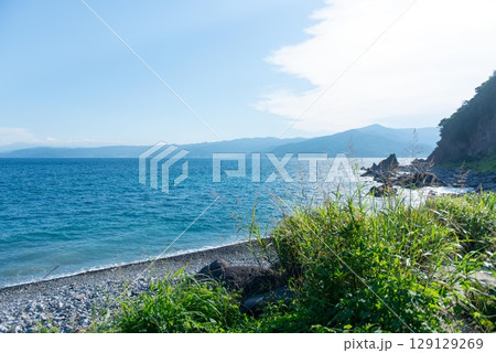 神奈川県真鶴町、海岸線の景色、高浦海岸の風景 神奈川県真鶴町、海岸線の景色、高浦海岸の風景 129129269