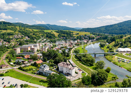 View from the castle in Muszyna on the town (Poland) 129129378