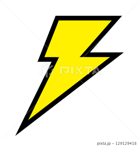 稲妻　シンプルでフラットなイラスト　白背景 129129418