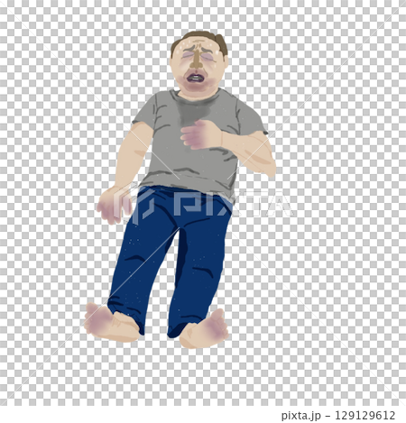 一名男子因心因性休克而昏倒的插圖/紫紺和意識喪失的症狀 129129612