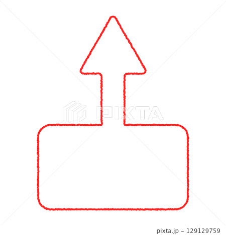 手書き風矢印吹き出し　上矢印　赤色線 129129759