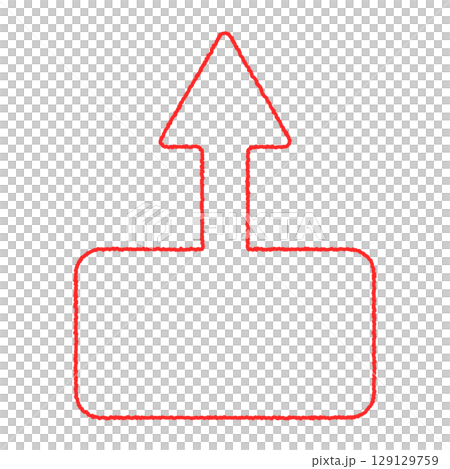手書き風矢印吹き出し　上矢印　赤色線 129129759
