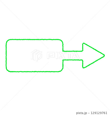 手書き風矢印吹き出し　右矢印　緑色線 129129761