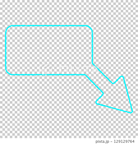 手寫箭頭氣泡，右下箭頭，淺藍線 129129764