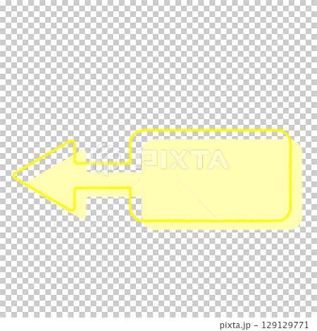 Handwritten Arrow Speech Bubble Left Arrow Yellow 129129771