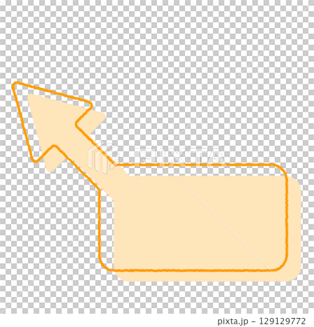 Handwritten arrow speech bubble, upper left arrow, orange Handwritten arrow speech bubble, upper left arrow, orange 129129772