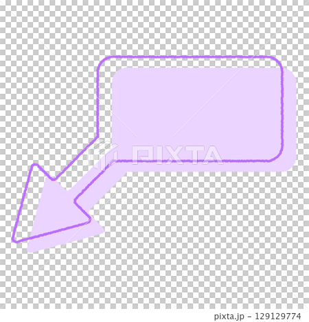 Handwritten Arrow Speech Bubble Left Down Arrow Purple 129129774