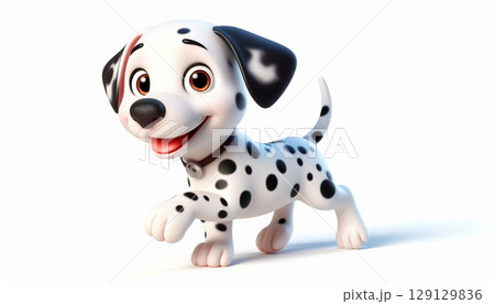 3D funny baby dalmatian puppy cartoon illustration 129129836