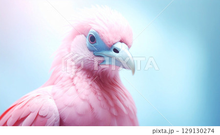 pink parrot portrait, a pink Galah parrot, Galah Cockatoo, featuring soft, pastel feathers and intelligent eyes against a gentle blue background, pets, cuteness pink parrot portrait, a pink Galah parrot, Galah Cockatoo, featuring soft, pastel feathers and intelligent eyes against a gentle blue background, pets, cuteness 129130274