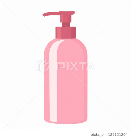 Isolated Pink Plastic Bottle with Pump Dispenser for Liquid on White Background Isolated Pink Plastic Bottle with Pump Dispenser for Liquid on White Background 129131204