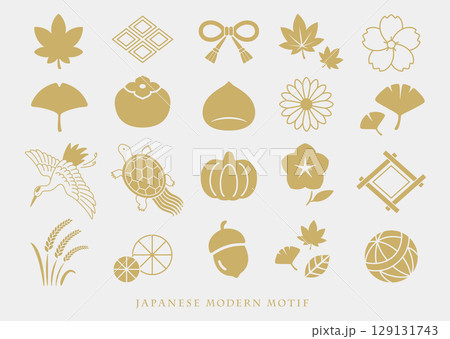 和モダンな秋のモチーフ_gold 129131743